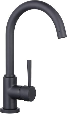 Кран кухонний SCHÜTTE Cornwall з поворотним виливом 360°, однорегуляторний, для мийки, чорний, високий тиск