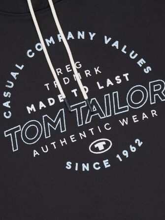 Чоловіча толстовка з капюшоном Tom Tailor Regular Fit з принтом, колір Almost Black (XXL)