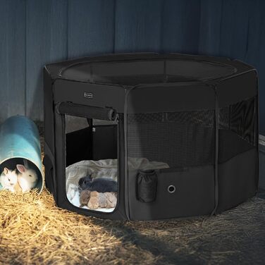 Клітка для собак PETSFIT, розкладний вольєр для цуценят, 116x106x72 см, чорний