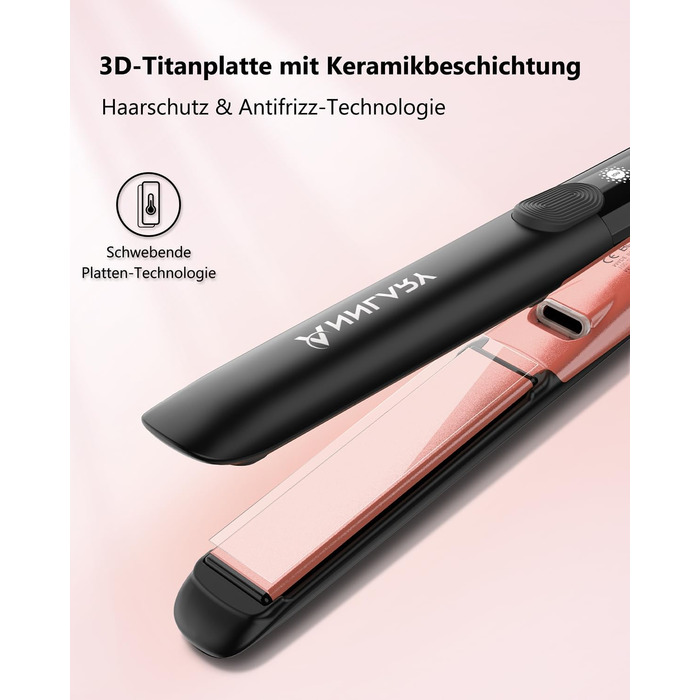 ANNLARY 1 Inch Hair Straightener & Curling Wand 2-in-1 - Titanium Ceramic Ion Technology - Heat Protection, Anti-Frizz, Shiny Hair - Dual Voltage (110-240V)