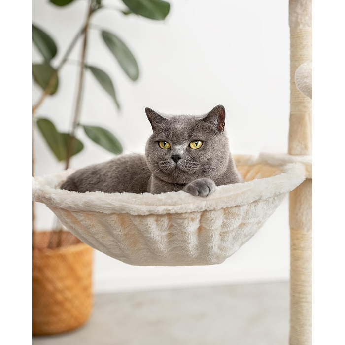 М'яка лежанка-гніздо для кота з плюшу, Ø 40 см, 25 см глибина, для котячого будиночку, з різьбленням M8, сталевий каркас, підходить для котів будь-якого розміру, бежевий колір