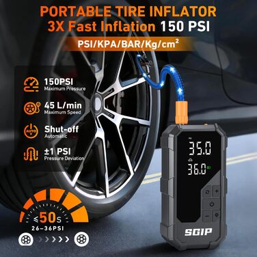 Пускозарядний пристрій для авто 7000A з компресором 150PSI, Powerbank 26800mAh для бензину (до 9л) та дизеля (до 8л), LED-ліхтар