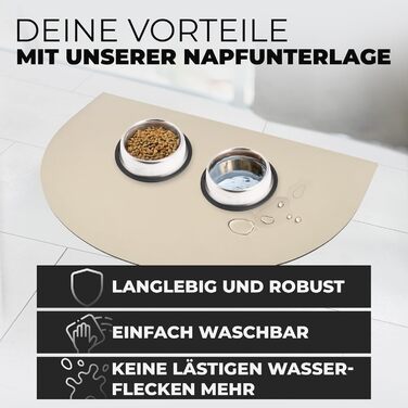 Килимок для годівлі котів та собак Miggo® Premium, 50x80 см, бежевий. Захист від пролиття, XL, штучна шкіра