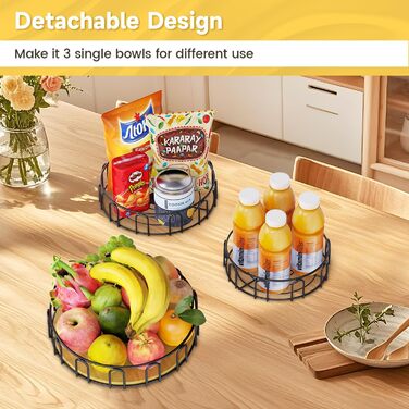 Організатор для фруктів та овочів PouHenier з 3 ярусами та 2 гачками, чорний