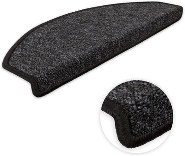 Сходинкові килимки Kettelservice-Metzker Imago: набір з 15 штук, антиковзаючі, з фетровою підкладкою (антрацит)