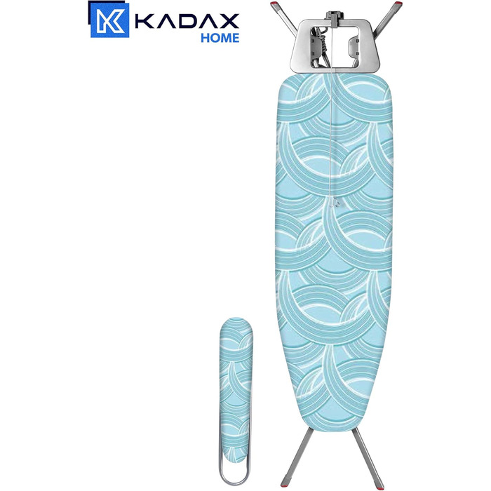 KADAX прасувальна дошка з вбудованим подовжувачем, складаний стіл для прасування з тримачем для кабелю, парова дошка з висувною полицею для одягу, м'ятна