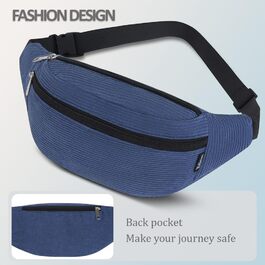 Поясна сумка для чоловіків та жінок, стильна, з 3 відділеннями на блискавці, для подорожей та активного відпочинку (Т Deepblue)