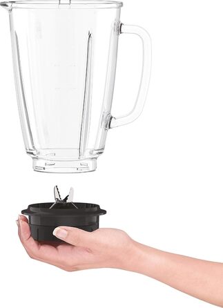 Krups KB4351 Blendforce+ Stand Mixer | 800 W | 1.75L Heat-Resistant Glass Jar | 6 Blades with Powelix | 2 Speeds + Pulse | Ice Crush Function | Smart Lock Technology | White Plastic