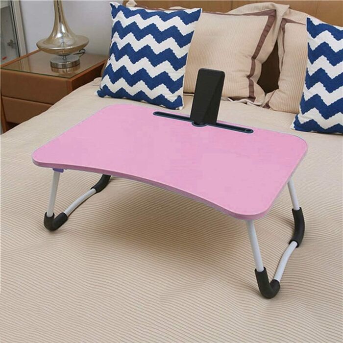 Регульований столик для ноутбука в ліжко, підставка для ноутбука та планшета, складаний столик для дивану, 60 x 40 см, Рожевий