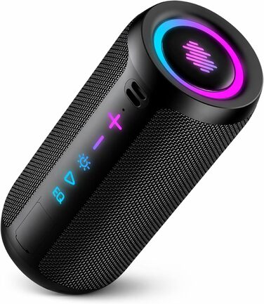 Портативна Bluetooth колонка TIMU з підсвіткою, 25 Вт, IPX7, 20 год, AUX, TF-карта, чорна