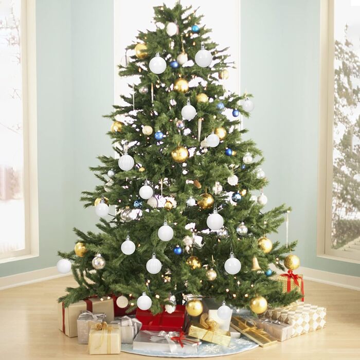 Набір прикрас на ялинку 36 шт, пластикові кулі 4 см, набір ялинкових прикрас для святкування, новорічний декор (білий)