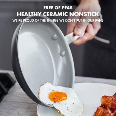 Набір сковорідок GreenPan Chatham: 25.4 см та 30.5 см, керамічне покриття, антипригарні, без PFAS, для плити та духовки, сірий