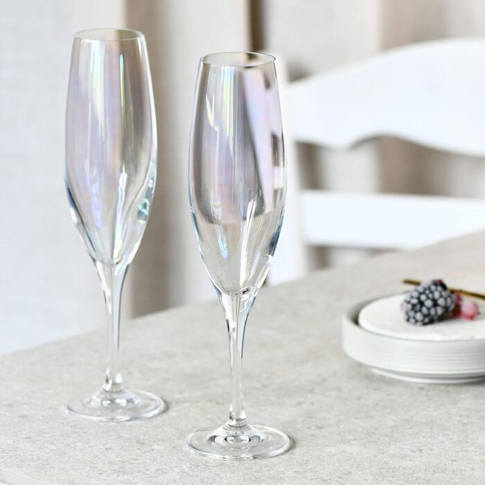 Krosno - Venice Rainbow Champagne Glasses 6 x 200ml | Prosecco Glasses | Wedding Gift | Crystal Glass | Lead-Free Glass | Scratch-Resistant | Gift Idea