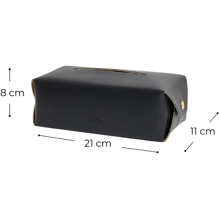 Genuine Leather Cosmetic Tissue Box, Handcrafted, Made in Italy, Perfect for Living Room, Bathroom, Kitchens, and Office/Practice (Black)