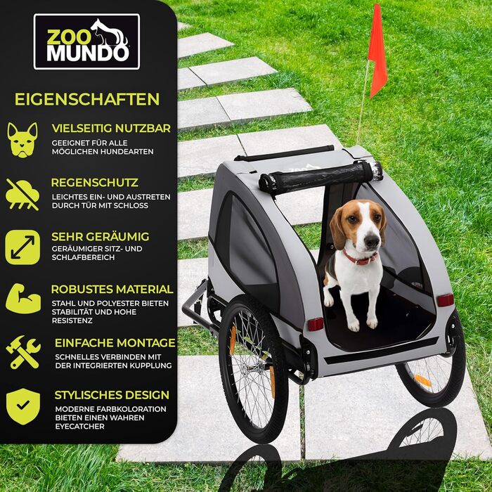 Причіп для велосипеда Zoomundo Buddy для собак, блакитний (сірий)