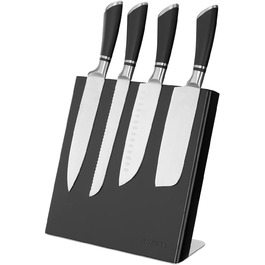 Navaris Magnetic Knife Holder from Rubber, 27.7x27.5x12cm - Magnetic Knife Block, Cutting Board, Wooden Magnet Holder - Knife Holder, Unfilled, Black