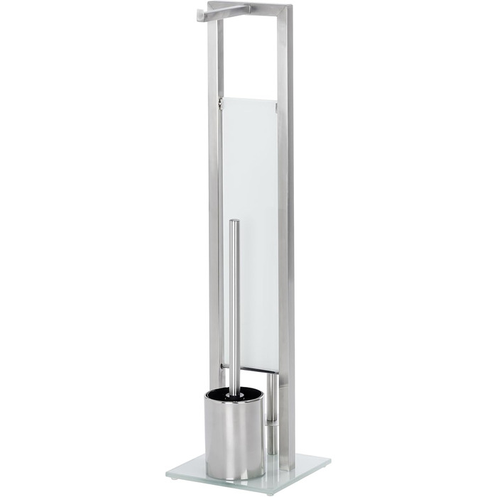 Набір для туалету WENKO Rivalta з інтегрованим тримачем туалетного паперу та щіткою для унітазу, нержавіюча сталь, 23 x 70 x 18 см, сріблястий матовий, матовий/білий/чорний