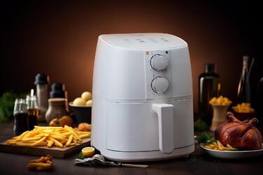 Аерофритюрниця Linsar 4 л, з таймером, функцією підтримки тепла, регулюванням температури, 1400 Вт, енергоощадна, біла
