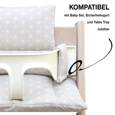 Blausberg Baby набір сидінь для стільця Stokke Tripp Trapp, водонепроникний, сертифікований Oeko-Tex, бежевий Happy Star, зроблено в Німеччині