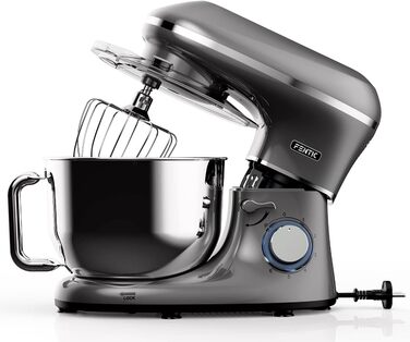 Fentic 2000W Stand Mixer - Stainless Steel Bowl (6.2L) - Kitchen Machine with Dough Hook, Beater, Whisk & Splash Guard - Includes Accessories - Anthracite