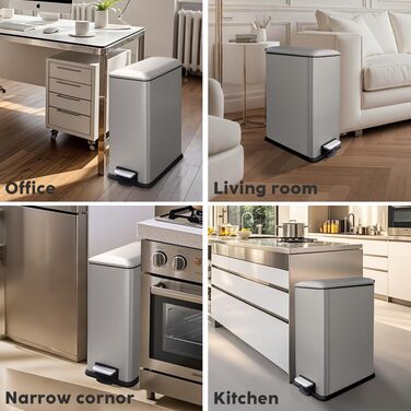 Трюмний сміттєвий бак для кухні, 45л, нержавіюча сталь, з кришкою та внутрішнім відром, зелений