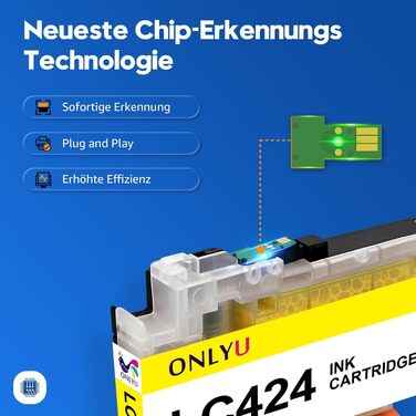 Картриджі ONLYU LC424 сумісні з принтером Brother DCP-J1200W, набір чорнильних картриджів