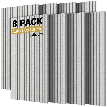 Акустичні панелі TONOR самоклеючі для звукоізоляції 120x60x1.9 см, шумопоглинаючі панелі для студії, офісу та дому, сірі (8 шт)