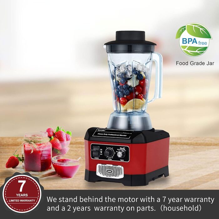 BioloMix Stand Mixer 2200 W SmoothieMixer, Self-Cleaning Function, Built-in Timer, High-Performance Mixer with 2 L BPA-Free Container A8800