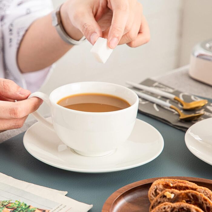 Набір кавових чашок Lovelasa Sweet 12 шт. з блюдцями, 230 мл, білий, для 6 осіб