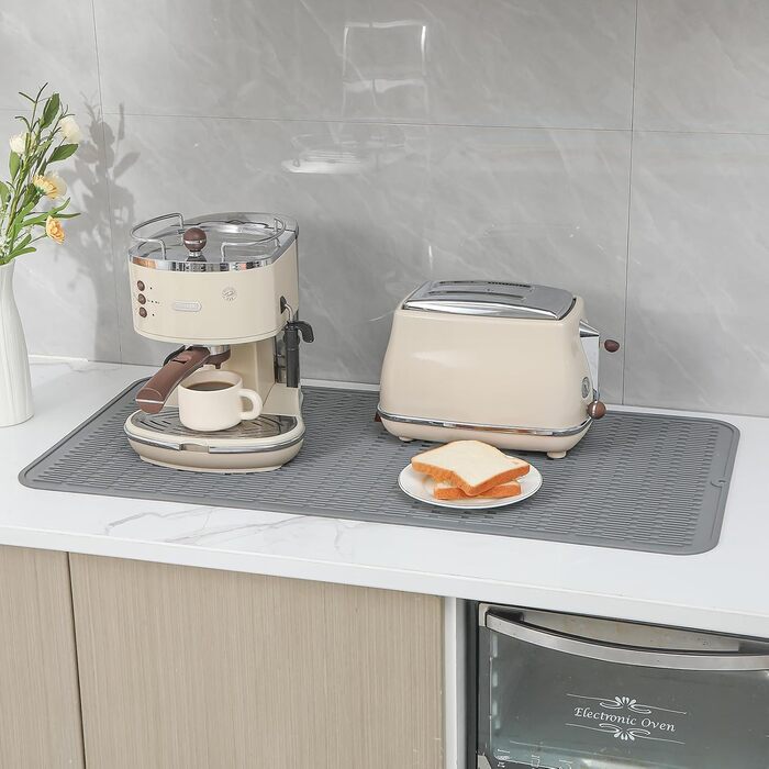 Силиконова килимок для сушіння посуду - килимок для посуду, BPA-free, стійкий до високих температур, неслизький, сірий, 92 x 52 см