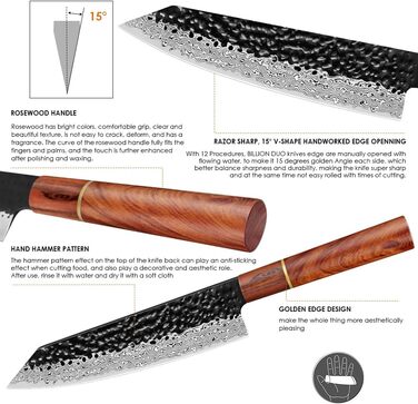 Професійний кухонний ніж Kiritsuke BILLION DUO 21 см, дамаск VG10, 67 шарів, дерев'яна ручка, серія HGBY