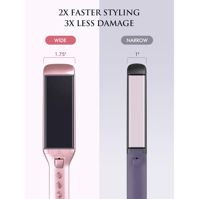 LANDOT Професійний випрямляч для волосся з керамічним покриттям 45 мм, 12 температурних режимів (120–230°C), рожеве золото
