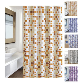 Штора для душу MSV Cotexsa 142102 Premium 'Mosaik' оранжева 180x200 см, антибактеріальна, з кільцями, поліестер, Іспанія