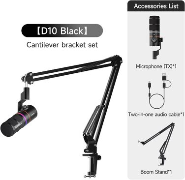 Мікрофон COMICA EJoy D10: Динамічний USB/XLR з RGB-підсвічуванням та шумозаглушенням