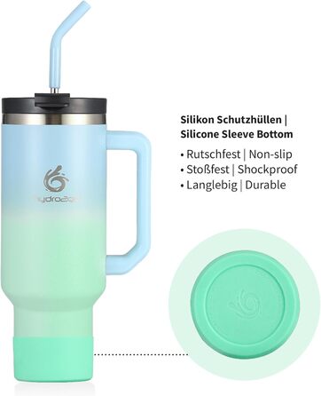 Термокухоль Hydro2Go з трубочкою – BPA-free, придатна для миття в посудомийній машині – 10 годин гарячого/12 годин холодного – 1200 мл, Lagoon