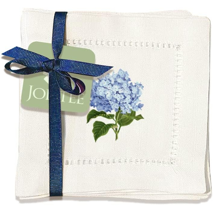 Jolitee Decorative Cocktail Napkins, 15.2 x 15.2 cm, washable, linen-like, cloth napkins, handcrafted for entertaining and everyday use (Hydrangeas)
