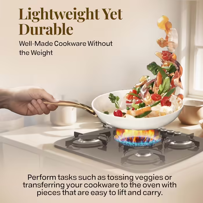 GOTHAM STEEL 15-Piece Cookware Set, Non-Stick Cookware Set, Pot and Pan Set, Kitchen Cookware Sets, Ceramic Cookware Set, Dishwasher Safe, Non-Toxic, Cream White 15 Pieces