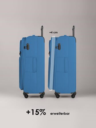 Набір валізак Smartbox 3-в-1 для жінок та чоловіків | Легкі та міцні валізи-ролери, якісний softcase, 4 колеса та кодовий замок | Розширювані валізи (Edition 04) Slate-blue