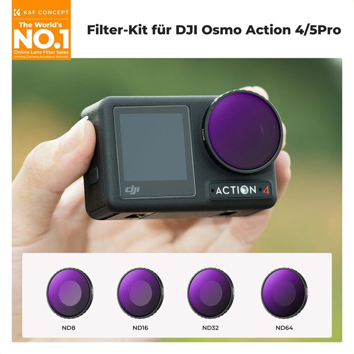 Фільтри K&F Concept ND/CPL для DJI Osmo Action 4/5 PRO - Набір 4 шт. (ND8, ND16, ND32, ND64)