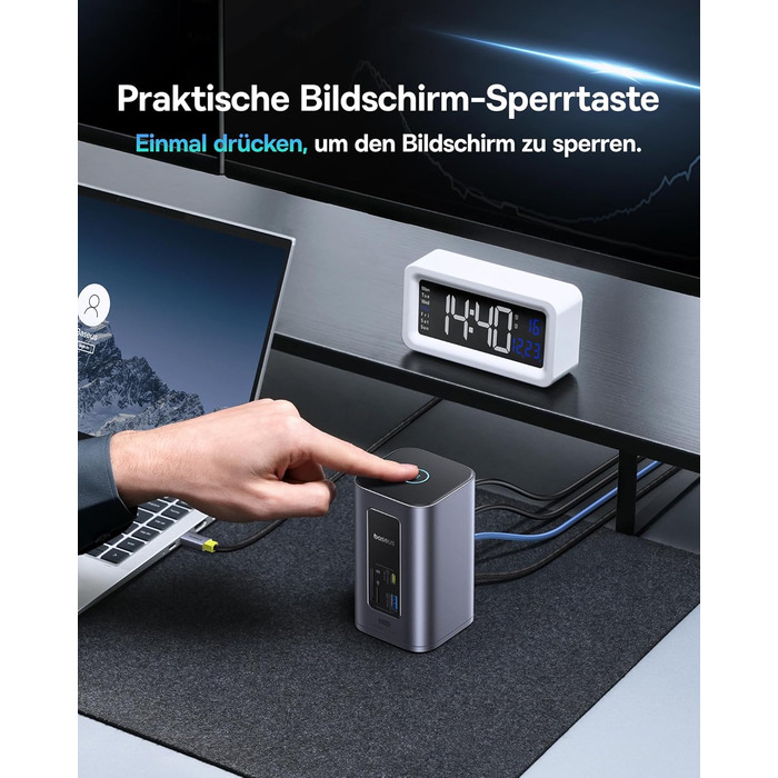 Базаус Док-станція USB-C 12-в-1 для ноутбуків Dell/HP/Lenovo/Asus/Acer/Mac: 2 монітори 4K HDMI, 10Gbps USB-C/A, 100W PD, Gigabit Ethernet