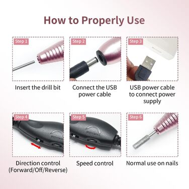 Електричний фрезер для нігтів JODSONE 6 в 1: професійний набір для манікюру та педикюру (акрил, гель)