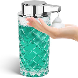 Phneems Soap Dispenser Automatic Foam Soap Dispenser Glass Electric Soap Dispenser With Sensor Soap Dispenser Automatic USB Charging IPX5 Waterproof 300ML For Bathroom Kitchen Foam