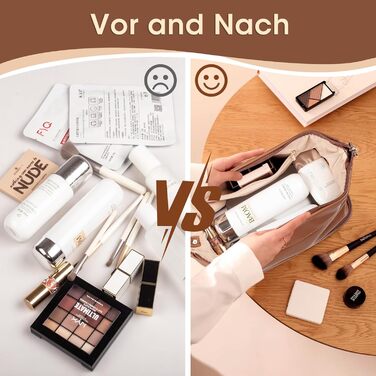 Косметичка для жінок Abiudeng: велика, водонепроникна, з відділенням для пензлів. Ідеальна для подорожей та зберігання макіяжу. Колір: коричневий