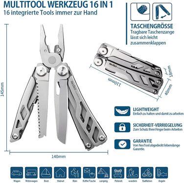 Мультитул NexTool Muiltool 19-в-1: плоскогубці, ніж, викрутка, ножиці, сталь, кемпінг, подарунок для чоловіків