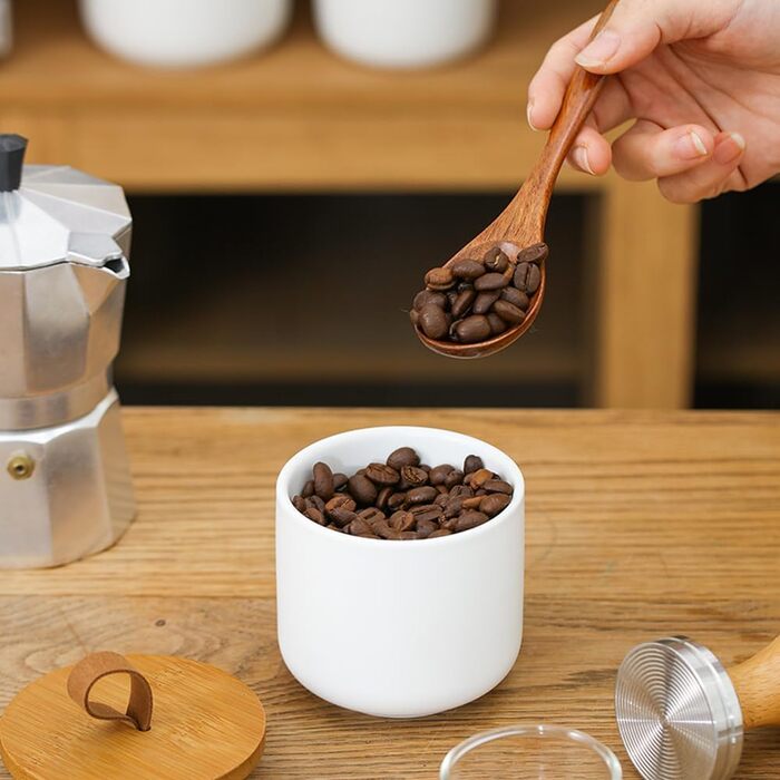 Керамічна банка для цукру, кави, чаю та спецій з кришкою (260 мл, біла)