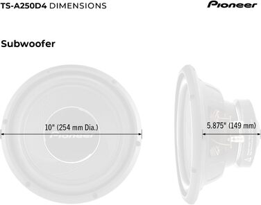 Сабвуфер Pioneer TS-A250D4 25 см, 1300 Вт, 2x4 Ом, подвійна котушка, для корпусного монтажу, чорний, IMPP мембрана, 400 Вт RMS
