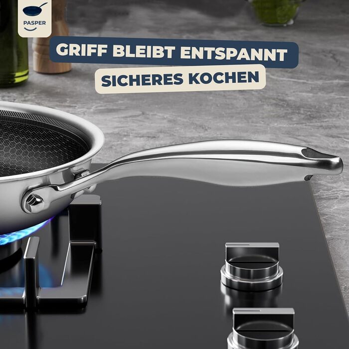 Сковорода Bratpfanne 20 см з нержавіючої сталі з антипригарним керамічним покриттям (індукція, електро, газ, духовка) без PFOA, PTFE та PFAS