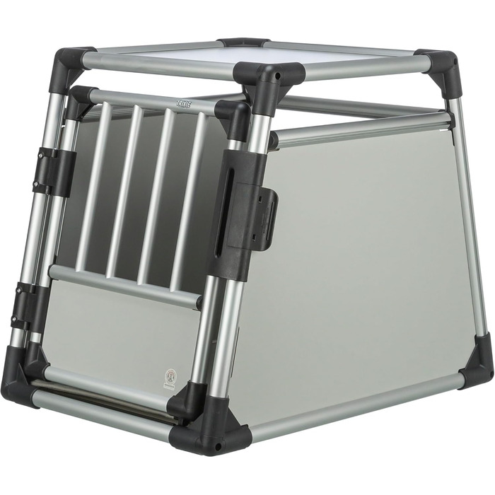 Тріксі переносна клітка для собак, алюміній, срібна, розмір M (53x61x74 см) - стабільна, тиха, з безпечним замком та неслизьким килимком