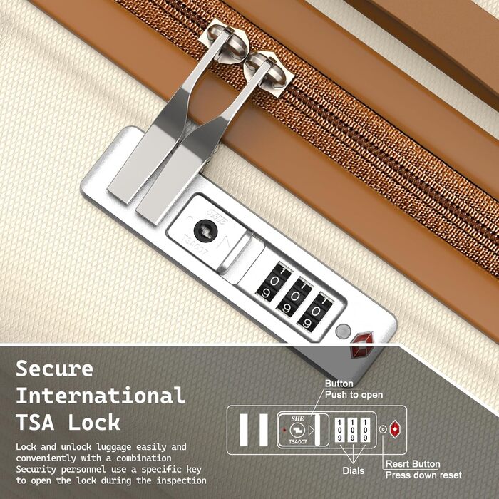 Набір валіз Melalenia 7шт з жорстким корпусом, легкий, з 4 колесами та TSA-замком. Включає косметичку, сумку для подорожей та кулькову сумку (Білий).