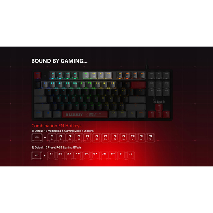 Ігрова механічна клавіатура Bloody S310N TKL RGB Red 1ms
